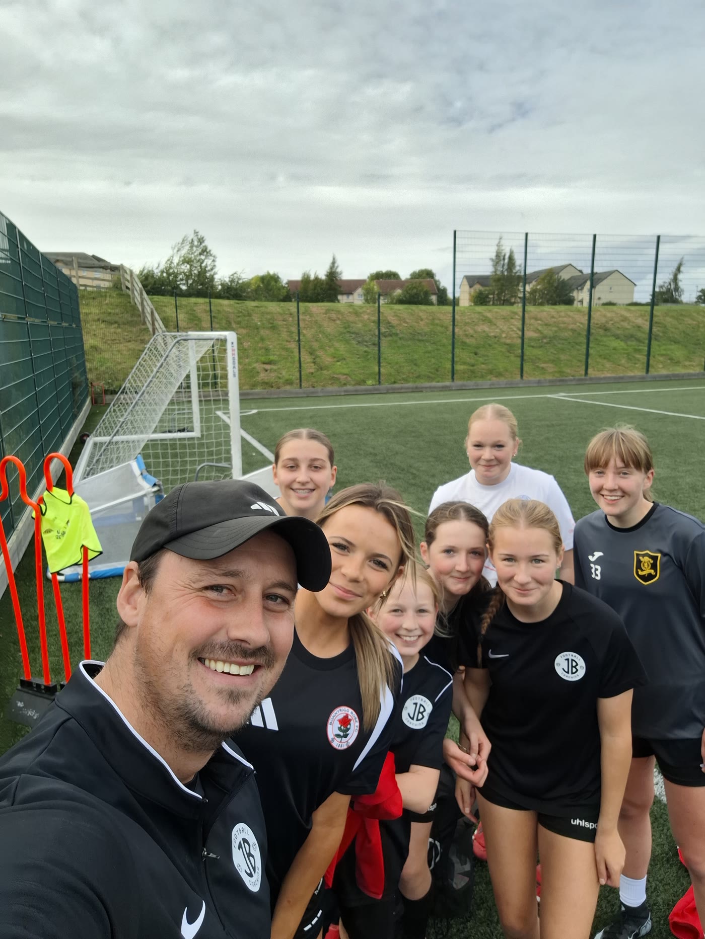 Jonathan taking a selfie with a group of players at Poltonhall